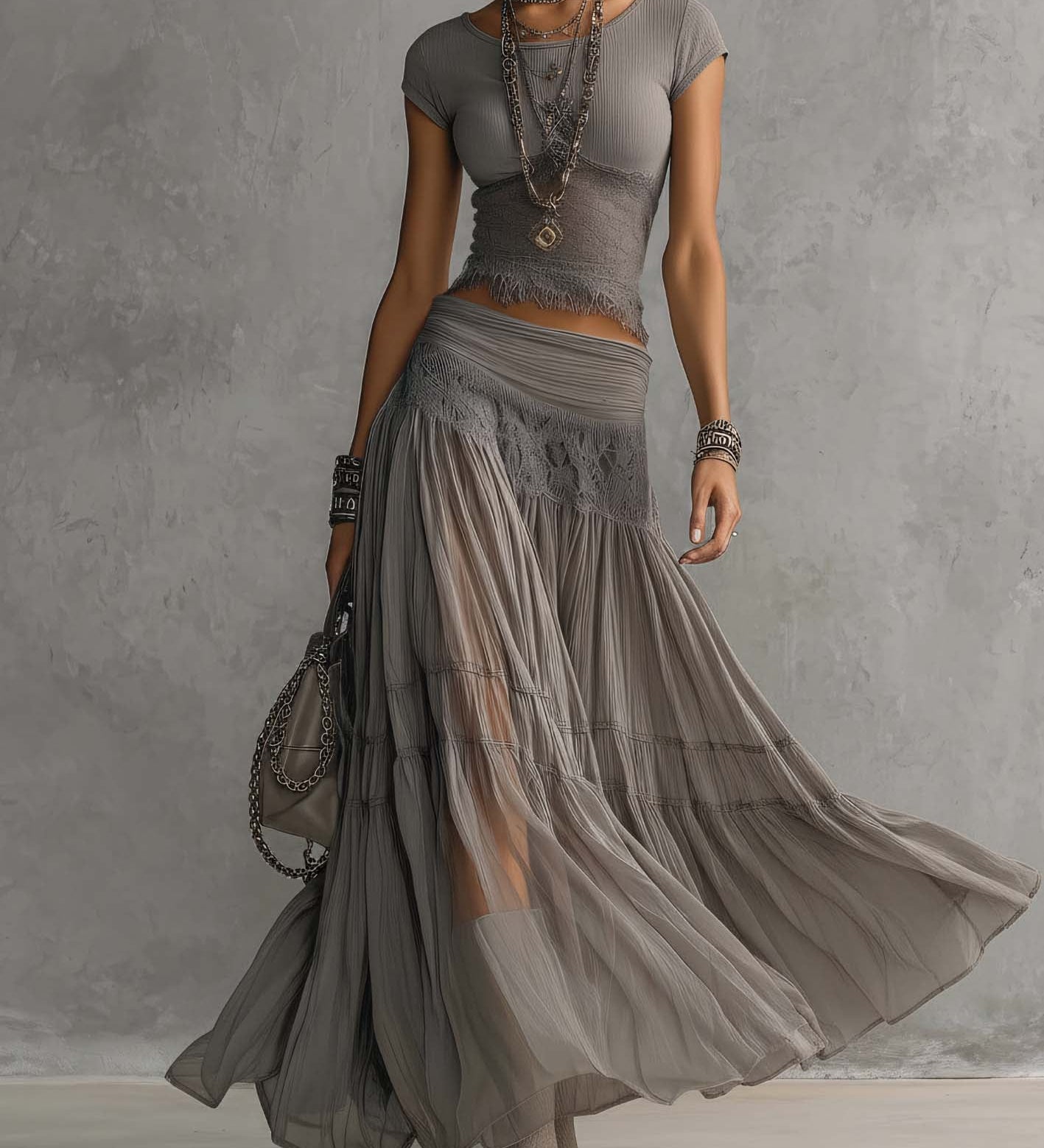 Paulina - Slimming Lace Set in Gray