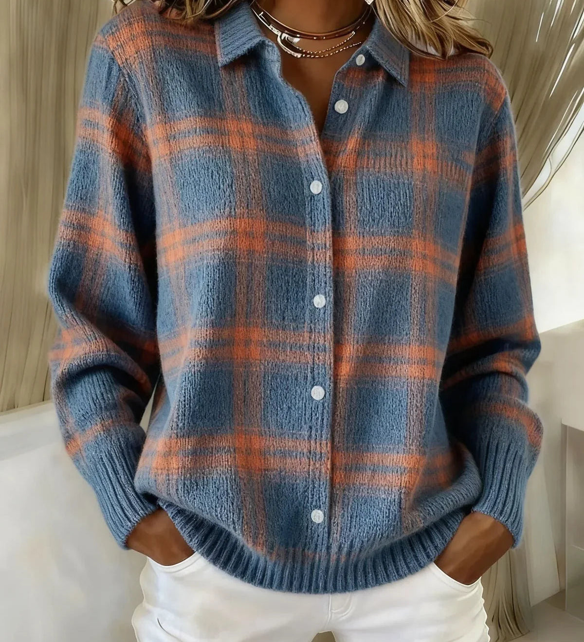 Candela | Checked Knit Cardigan