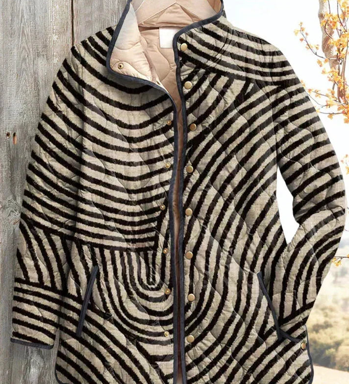 Ortrud™ | Quilted Jacket in Stripe Swirl