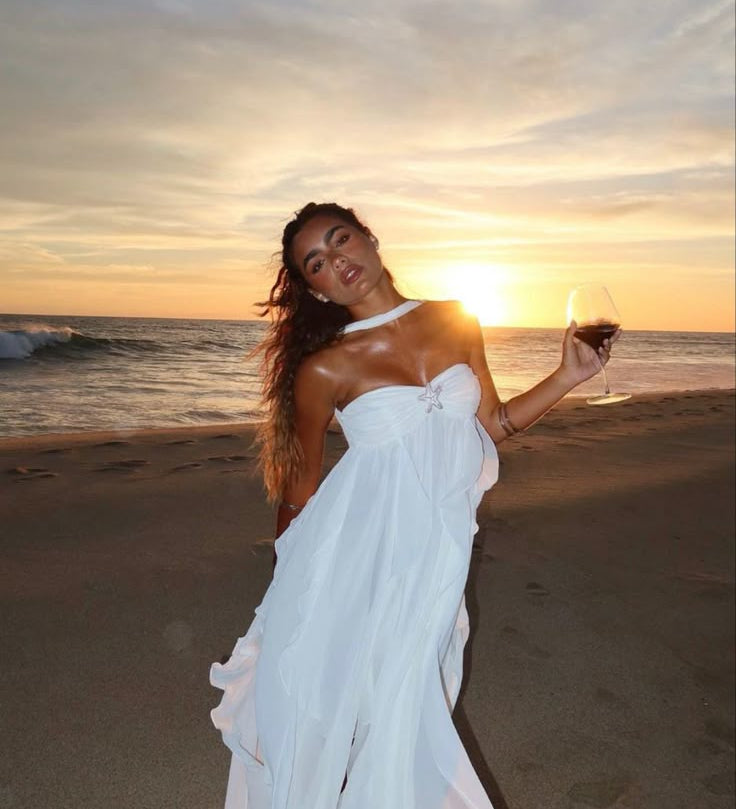 Collins - Strapless Maxi Dress with Ruffles