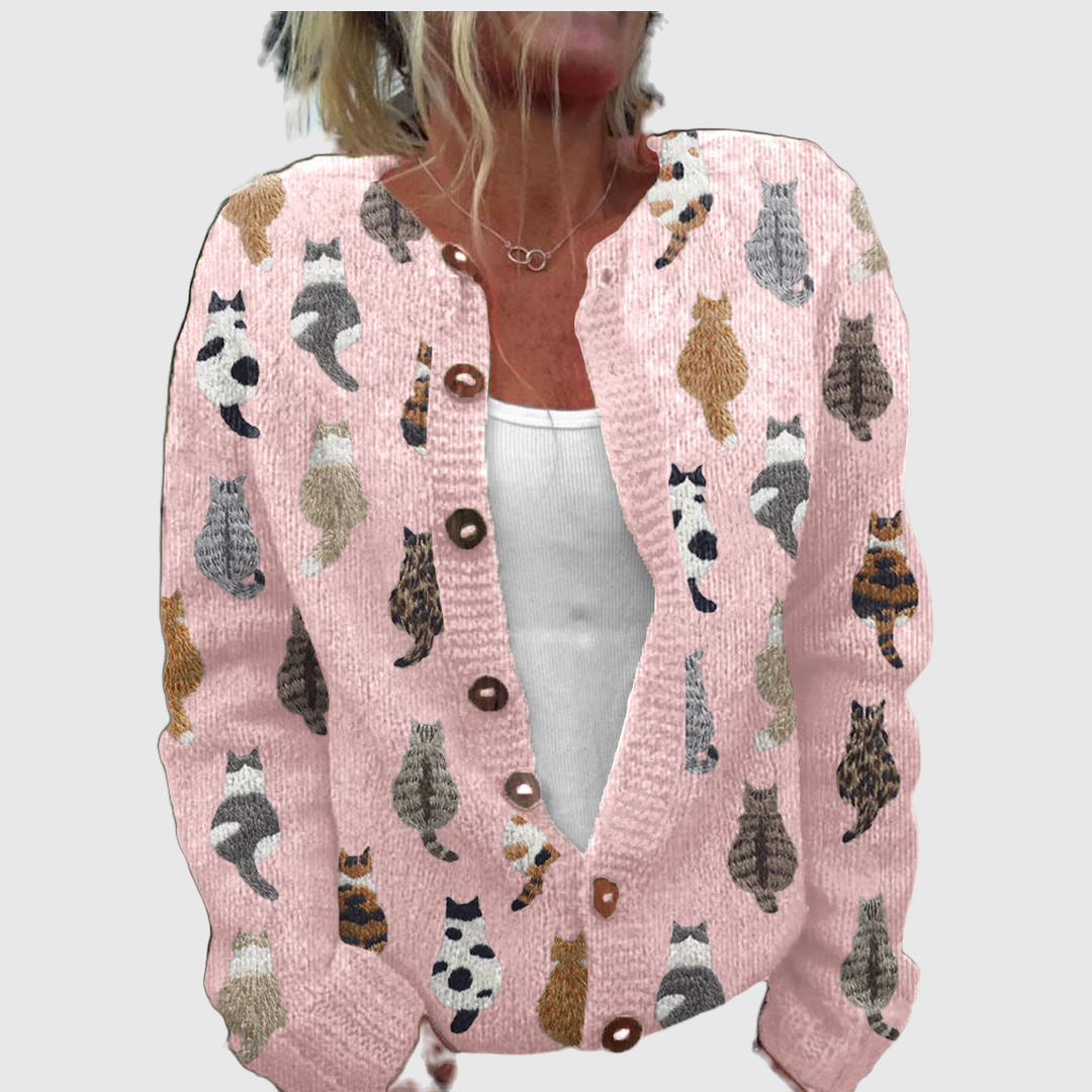Charlotte™ | Cardigan with Cat Print