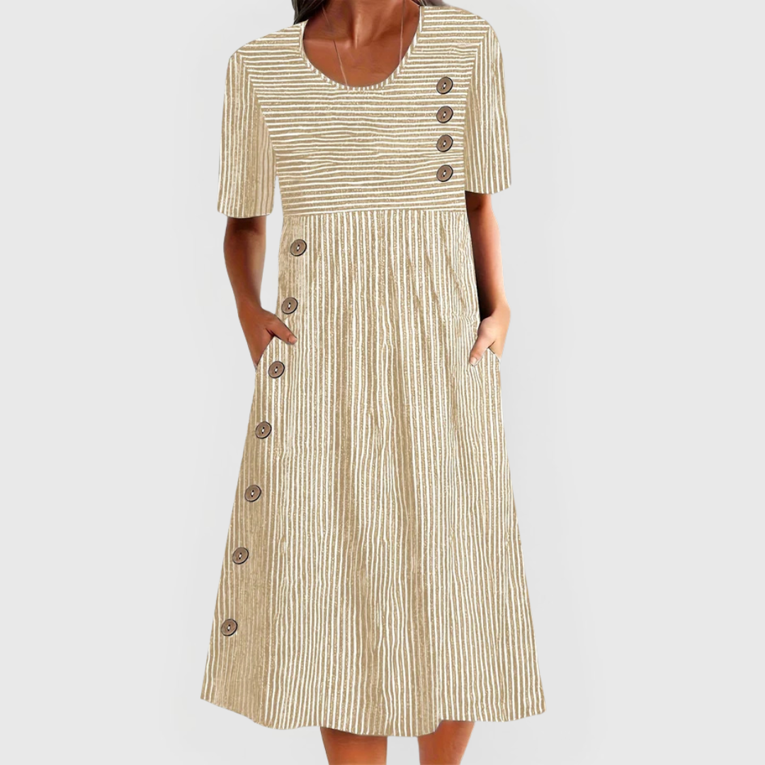 JARNA | MIDI LENGTH STRIPED DRESS