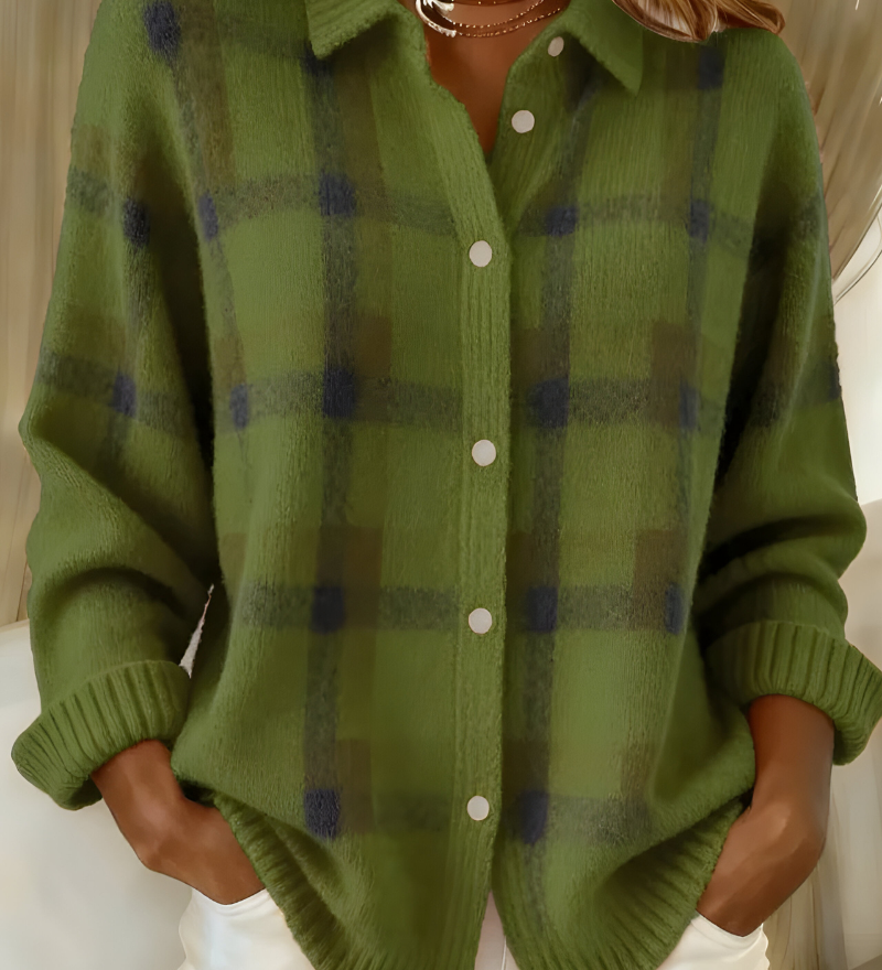 Candela | Checked Knit Cardigan