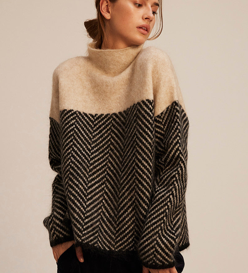 Norah | Cotton Pullover with Stand-up Collar