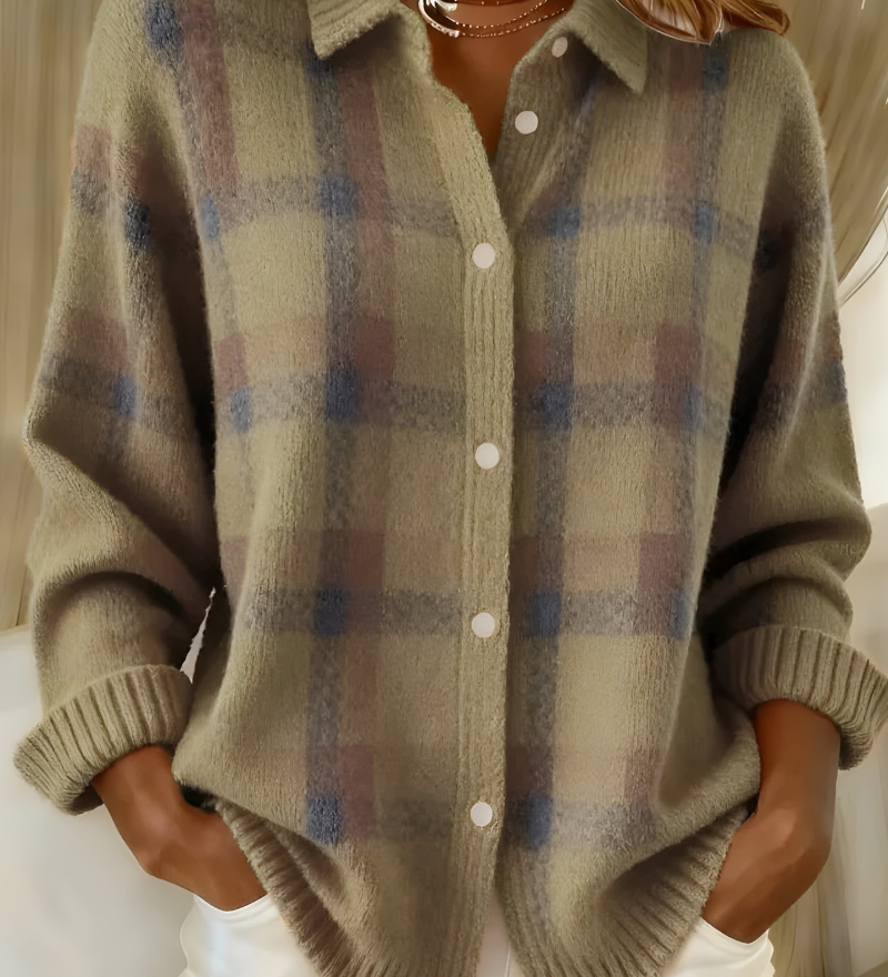 Candela | Checked Knit Cardigan