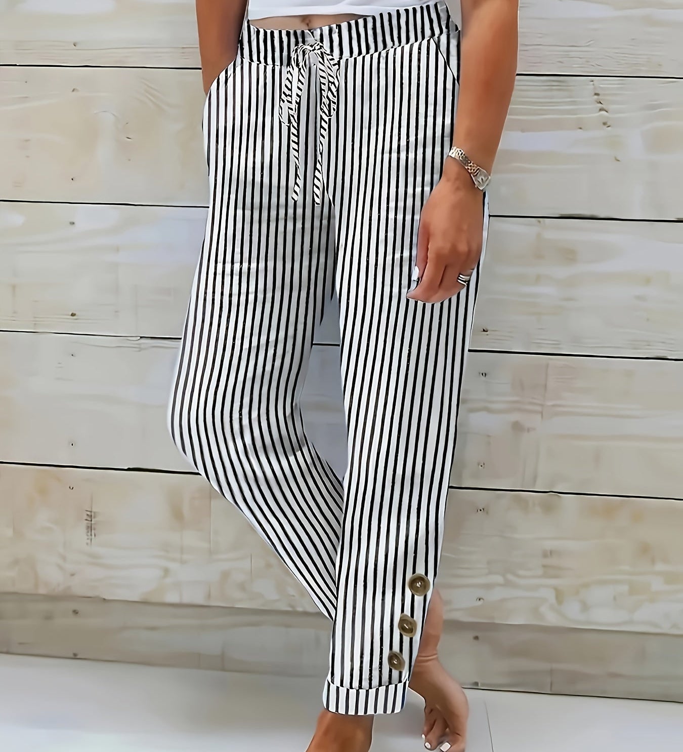 Raquelle - Casual Striped Pants