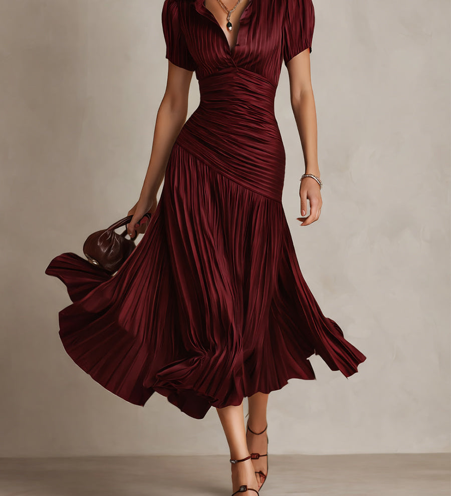 Adriana - Striped Retro Satin Midi Dress