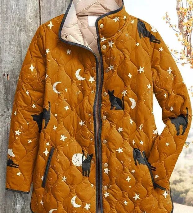 Wibke™ | Quilted Jacket with Cats and Moons
