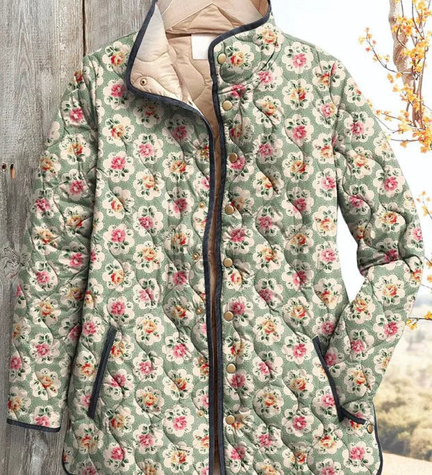 Traudel™ | Quilted Jacket with Roses on Sage