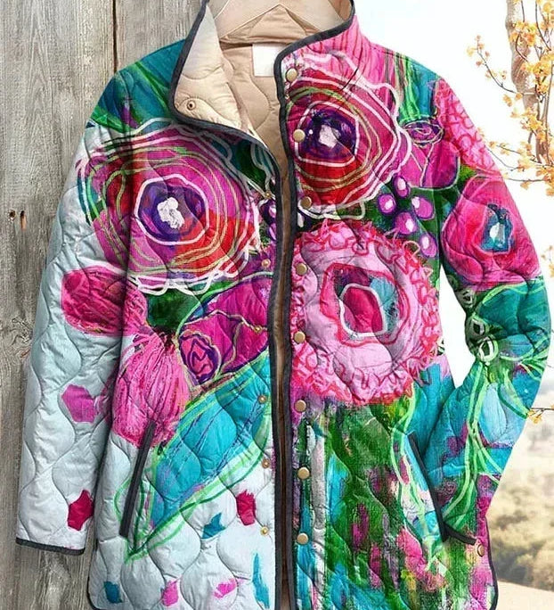 Roswitha™ | Quilted Jacket with Flowers in Pink
