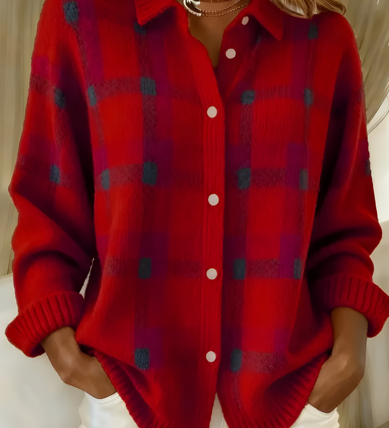 Candela | Checked Knit Cardigan