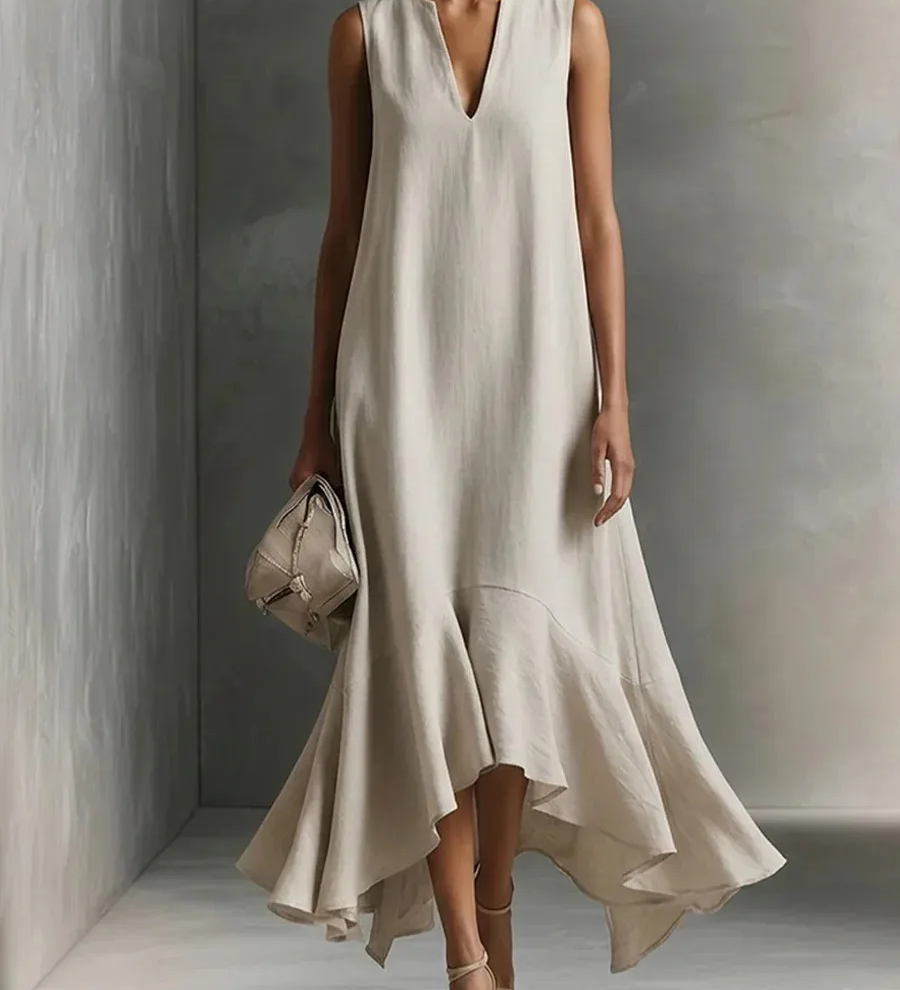 Astra - Sleeveless Maxi Dress with V-Neck