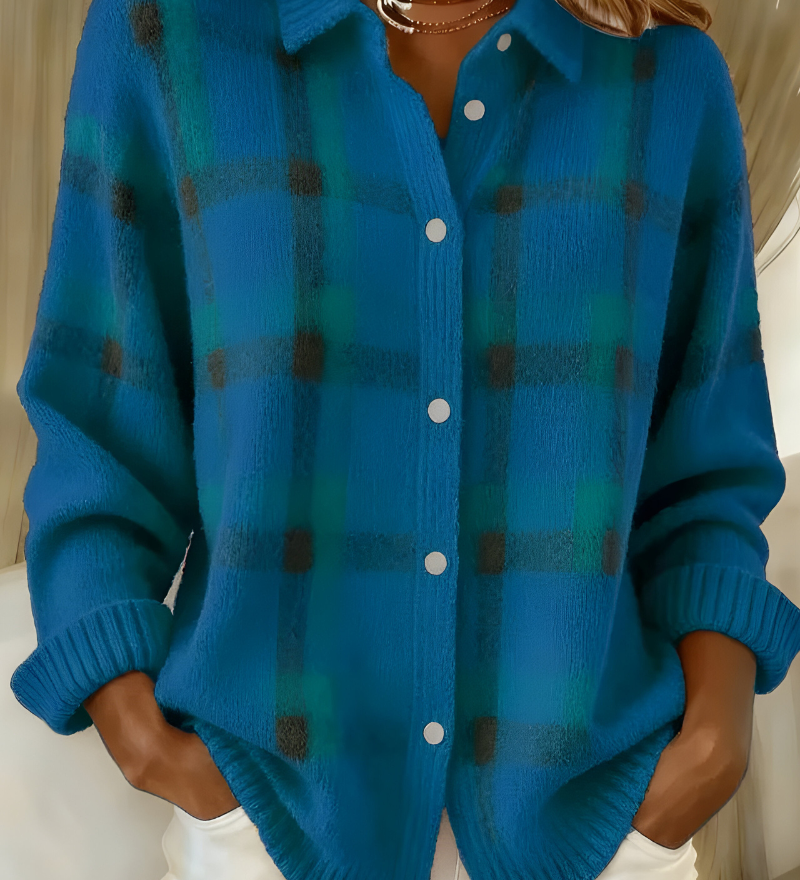 Candela | Checked Knit Cardigan