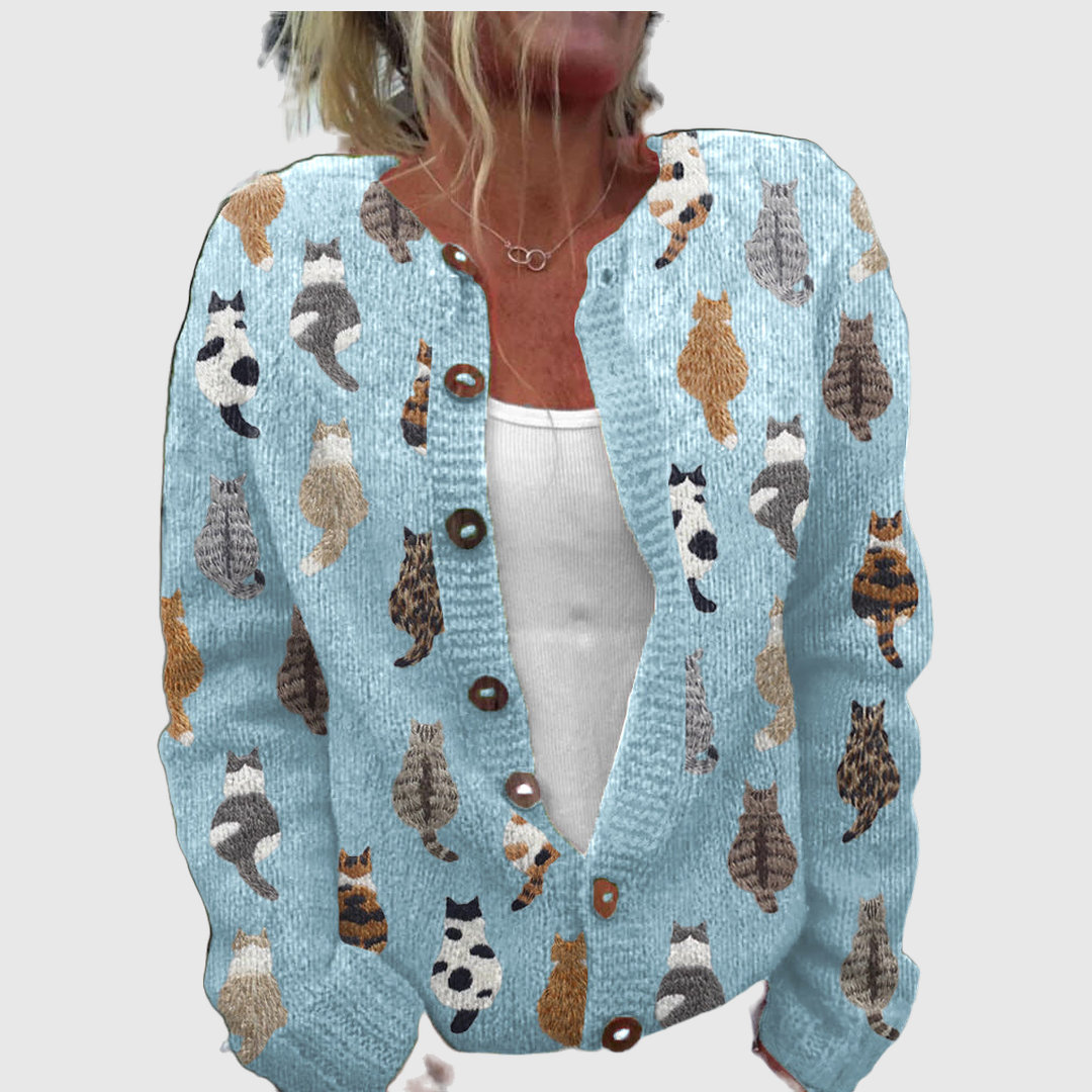Charlotte™ | Cardigan with Cat Print
