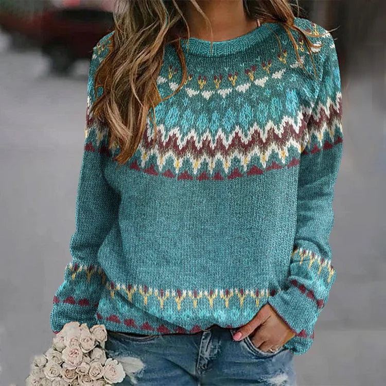 Regina | Pullover with Retro Wave Pattern