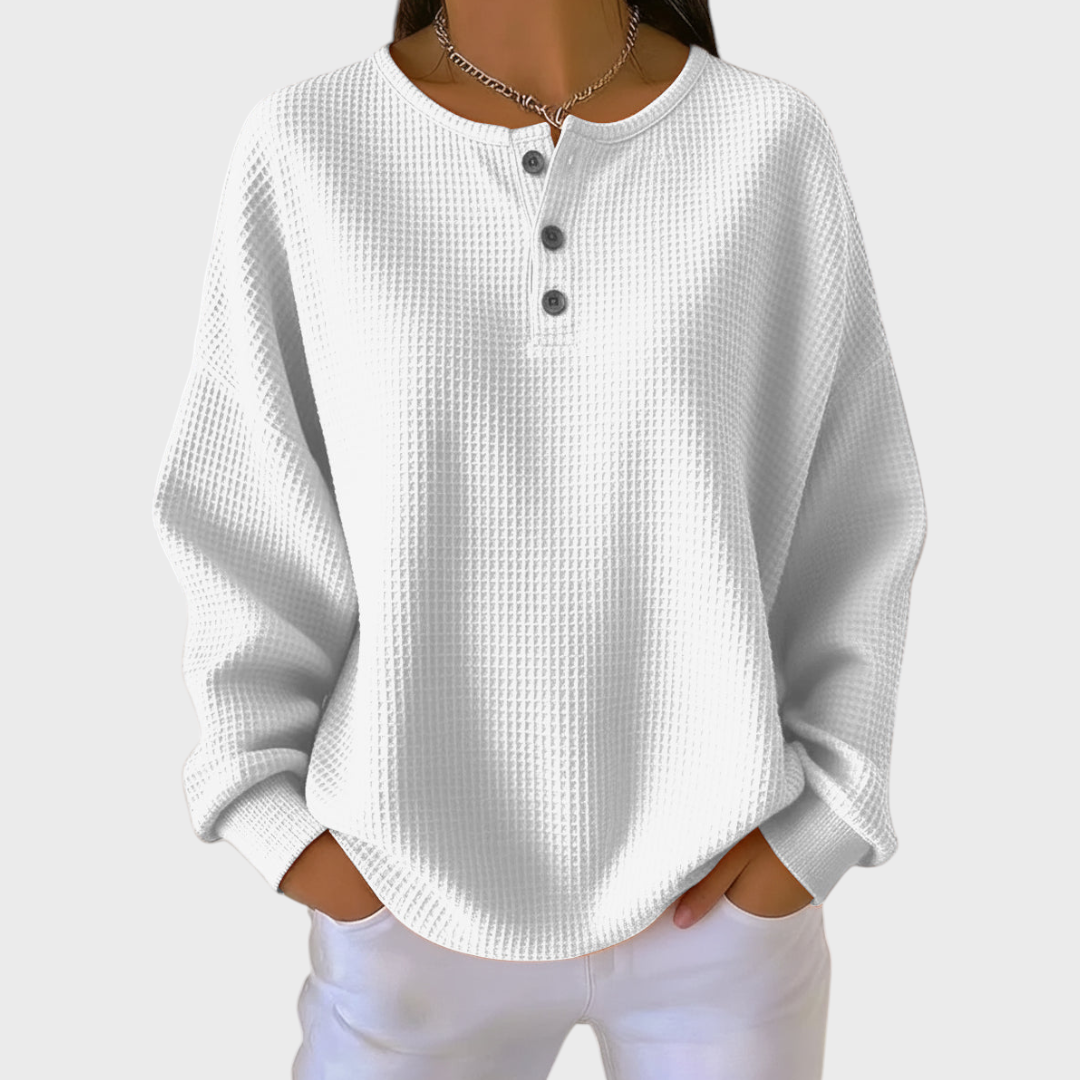 Hélène - Orange Pullover made of soft waffle knit