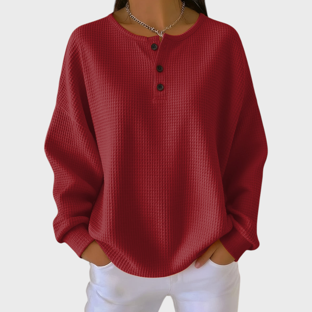 Hélène - Orange Pullover made of soft waffle knit