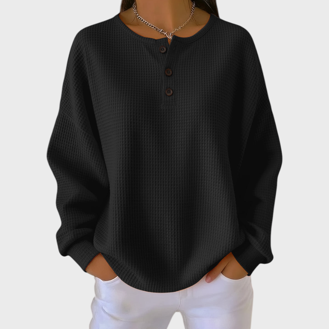 Hélène - Orange Pullover made of soft waffle knit