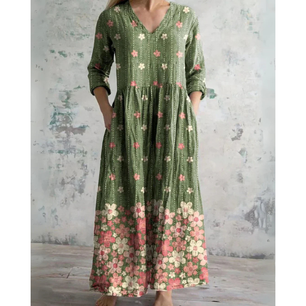 ELEANOR | MAXI DRESS VINTAGE WITH FLORAL PATTERN