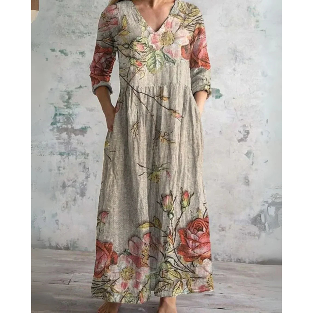 ELEANOR | MAXI DRESS VINTAGE WITH FLORAL PATTERN