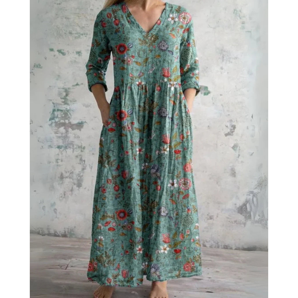 ELEANOR | MAXI DRESS VINTAGE WITH FLORAL PATTERN