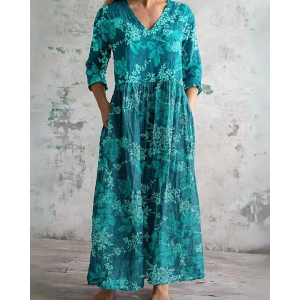 ELEANOR | MAXI DRESS VINTAGE WITH FLORAL PATTERN
