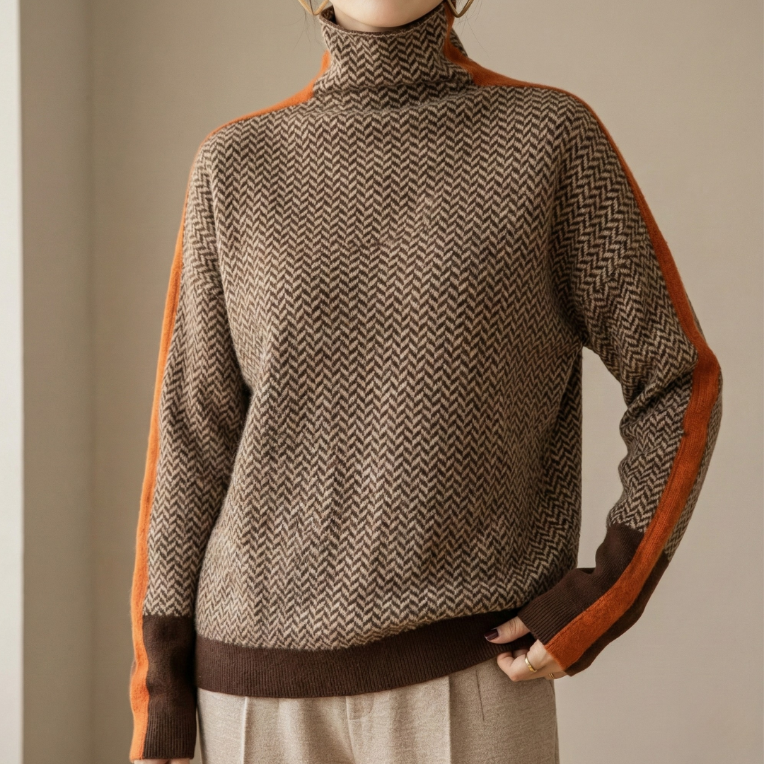 Eleanor | High Collar Herringbone Luxe