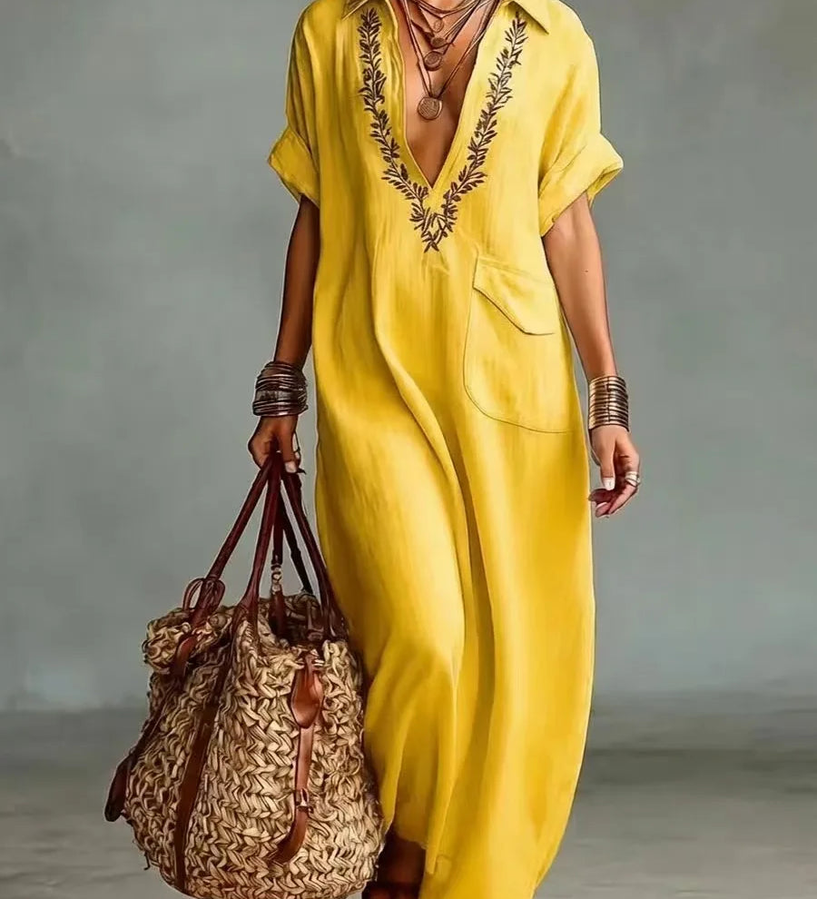 Marta - Boho Maxi Dress with Floral Print