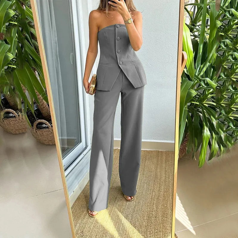 BRIA - Two-Piece Sleeveless Set with Buttons