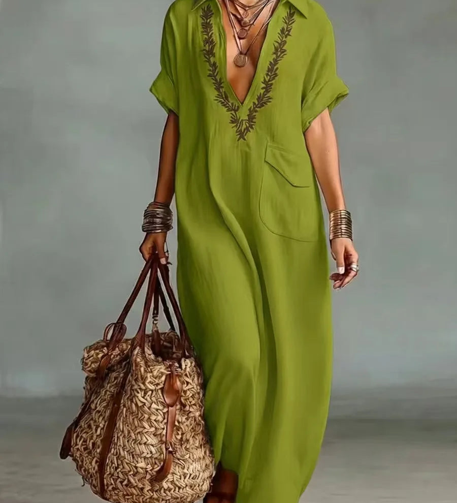 Marta - Boho Maxi Dress with Floral Print