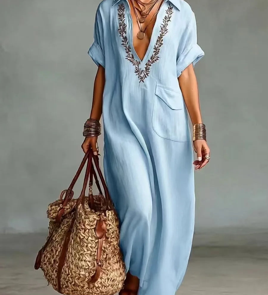 Marta - Boho Maxi Dress with Floral Print