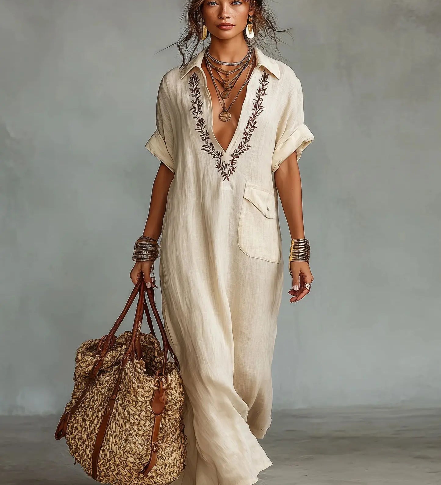 Marta - Boho Maxi Dress with Floral Print