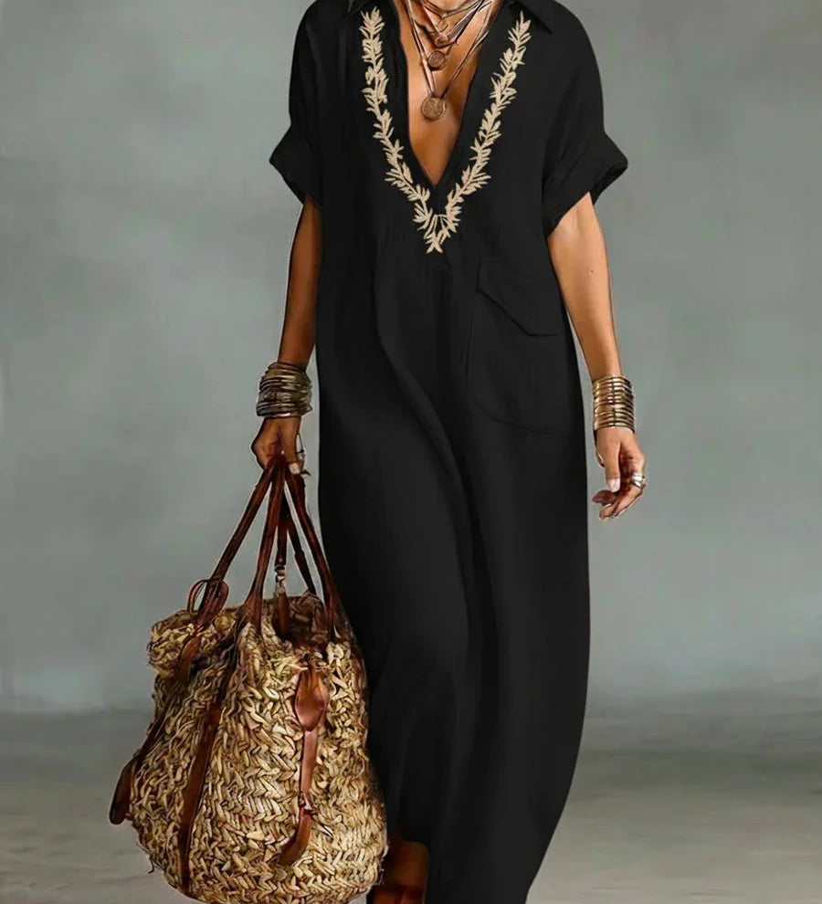 Marta - Boho Maxi Dress with Floral Print