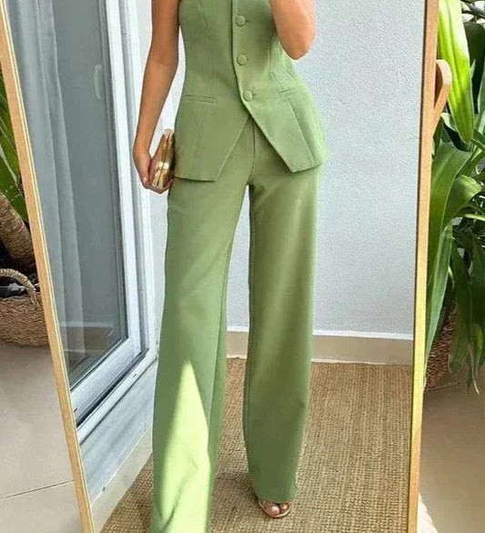 BRIA - Two-Piece Sleeveless Set with Buttons