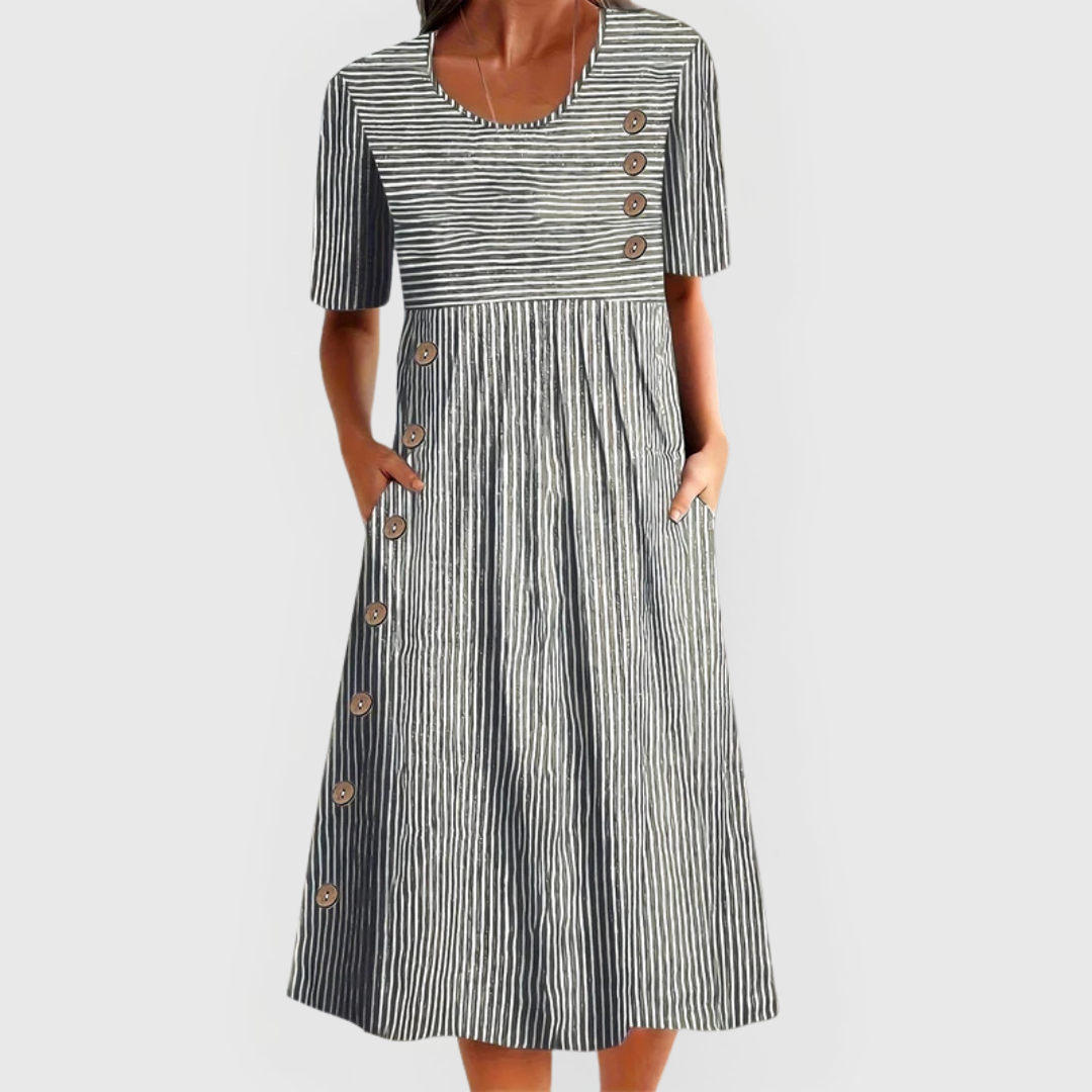 JARNA | MIDI LENGTH STRIPED DRESS