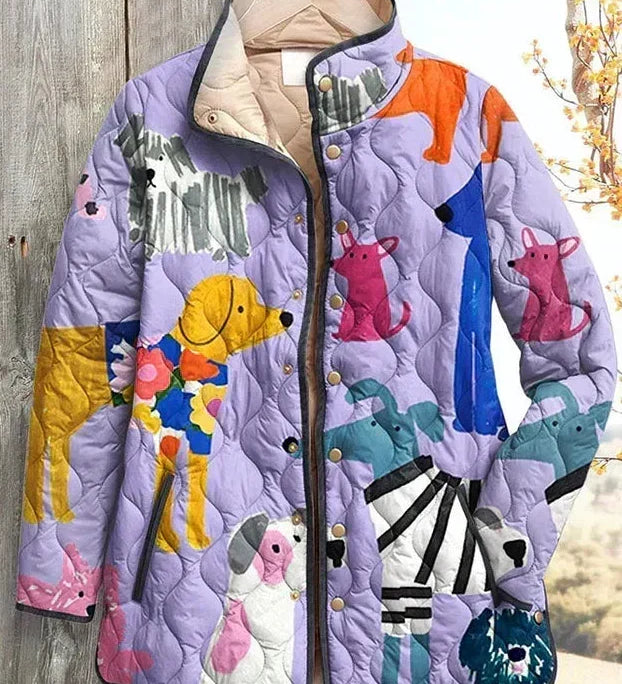 Ursel™ | Quilted Jacket with Dogs in Lilac