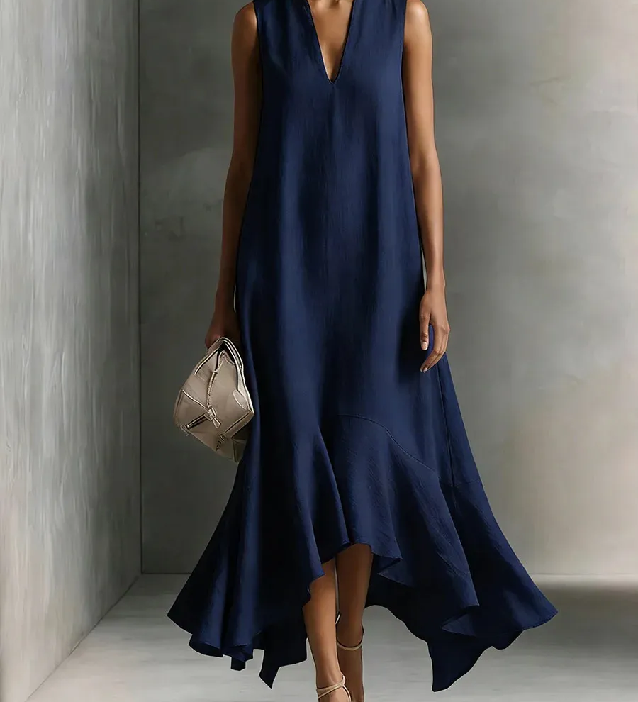 Astra - Sleeveless Maxi Dress with V-Neck