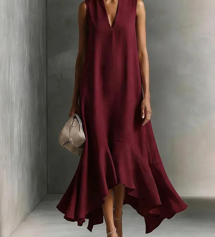 Astra - Sleeveless Maxi Dress with V-Neck