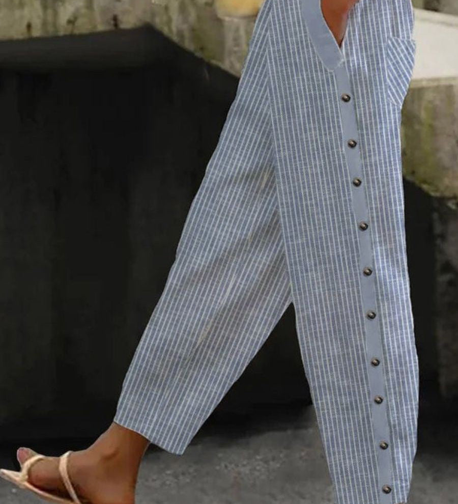 Linaya - Striped Button Pants