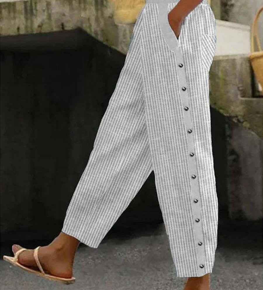 Linaya - Striped Button Pants