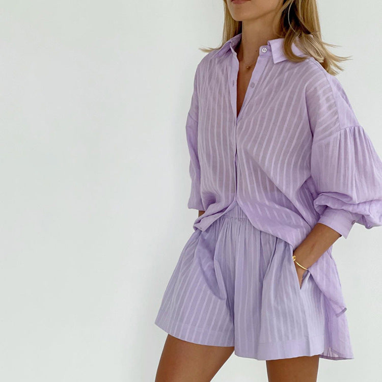Viola - Ensemble with Button Placket and Airy Shorts