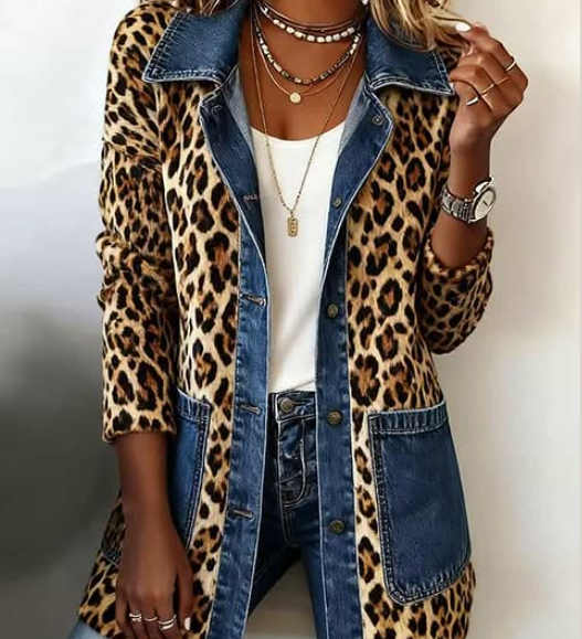 Regina™ | Long Jacket with Leopard Print