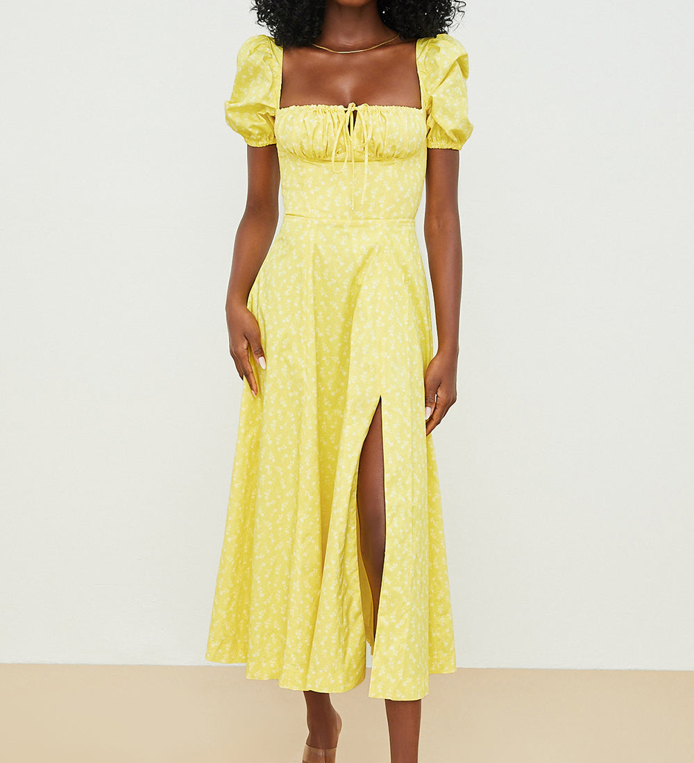 Aviana - Dress with Puff Sleeves Bloom